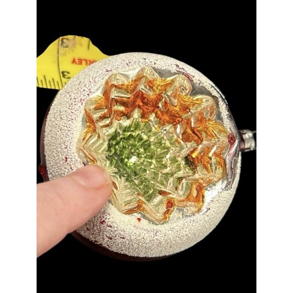 Poland Mercury Glass Indent Reflective Hand Painted Christmas Ornament 3.25" Vtg - Picture 9 of 9